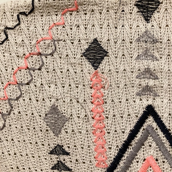 Blu Pepper Lightweight Drawstring Crochet Back Jacket, Sz S, Tan - Picture 11 of 11